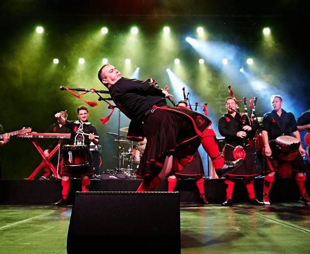 Red Hot Chilli Pipers, Bag Pipe Rock Band who performed at the Railway Children Steam Special, organised by Nimble Media