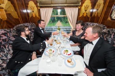 Guests onboard the train at the Railway Children Steam Special, organised by Nimble Media