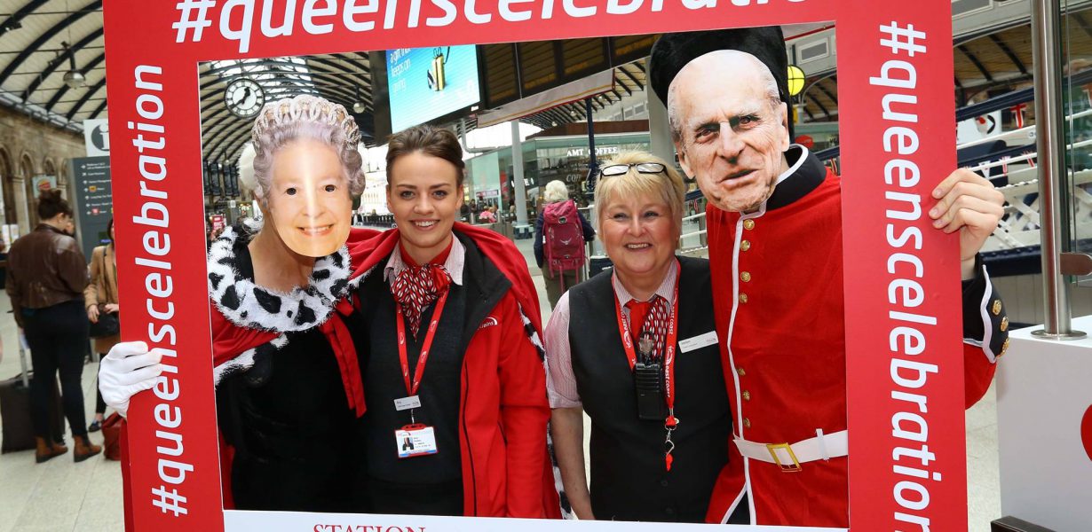 Selfie Frames with Virgin Trains as part of Station to Station Queens Celebration